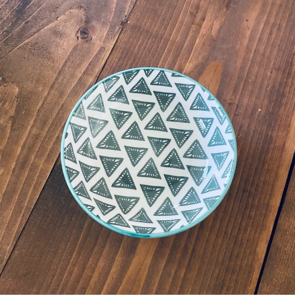 Now Designs teal geometric jewelry dish